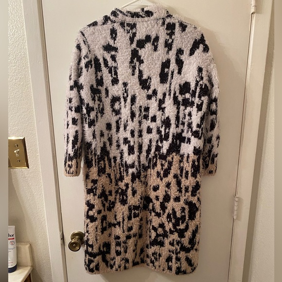 New Directions Black and White Fuzzy Cardigan - Picture 2 of 5